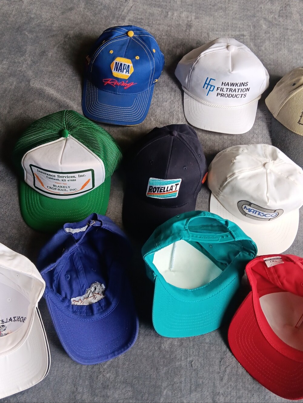 Vintage Baseball Cap Hat Lot Of 10, 90s 1990s Retro Trucker Mechanic Bundle - Picture 5 of 10